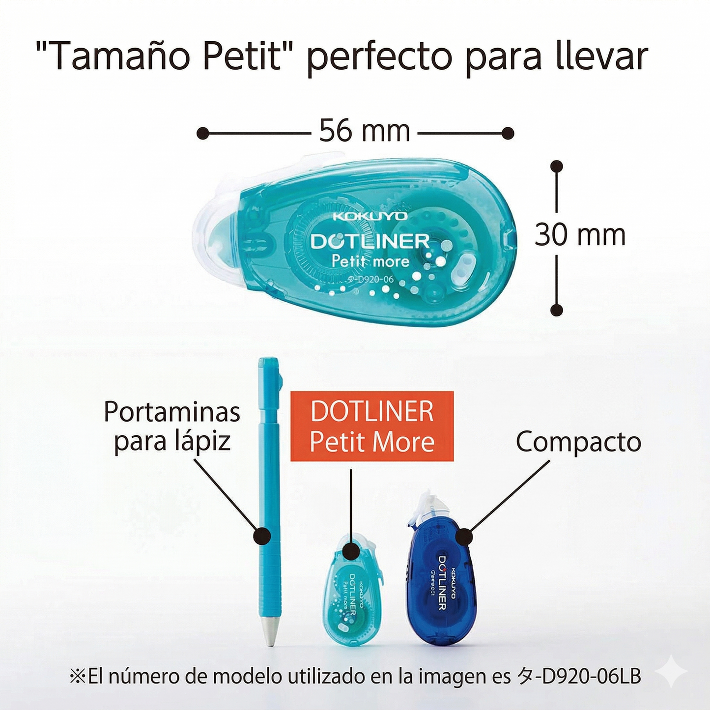 Pegamento en Cinta Kokuyo Dot Liner Petit More - Pack de 3 Unidades