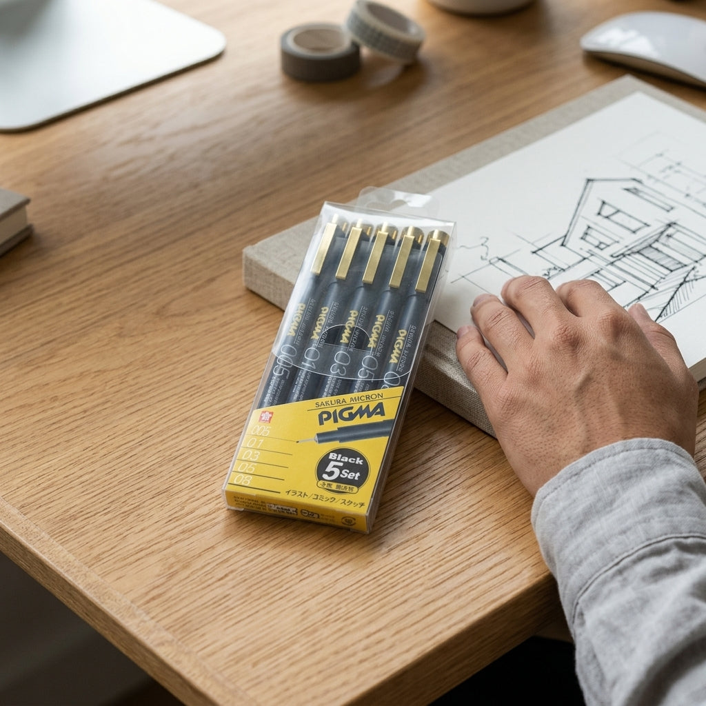 Set de 5 Estilógrafos Sakura Pigma Micron - Tinta Negra Permanente