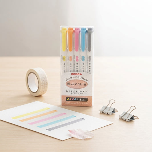 Set de 5 Resaltadores Zebra Mildliner - Colores Suaves (Original)