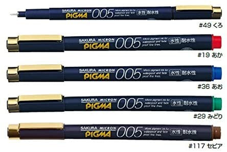 Set de 5 Estilógrafos Sakura Pigma Micron - Tinta Negra Permanente