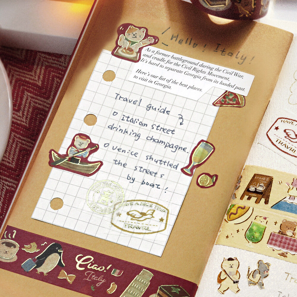 Washi Tape BGM "World Cafe Journey" - Edición Viajes y Café