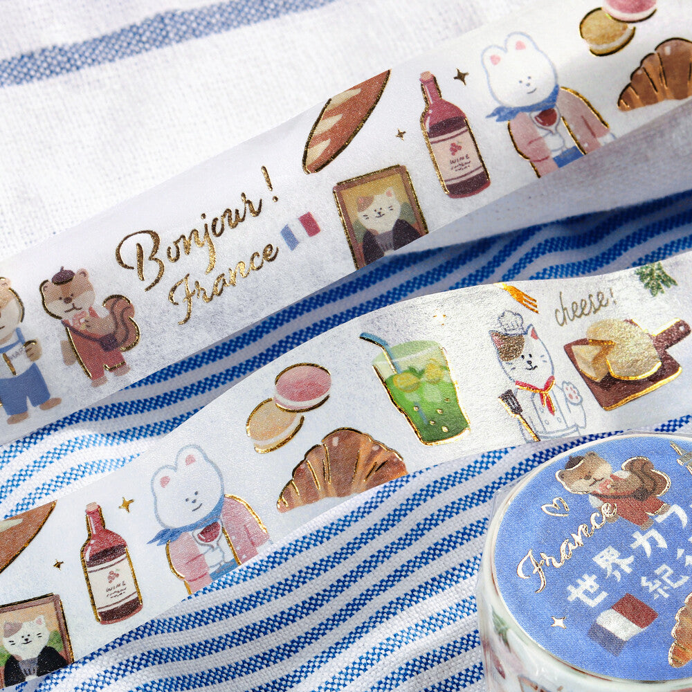 Washi Tape BGM "World Cafe Journey" - Edición Viajes y Café