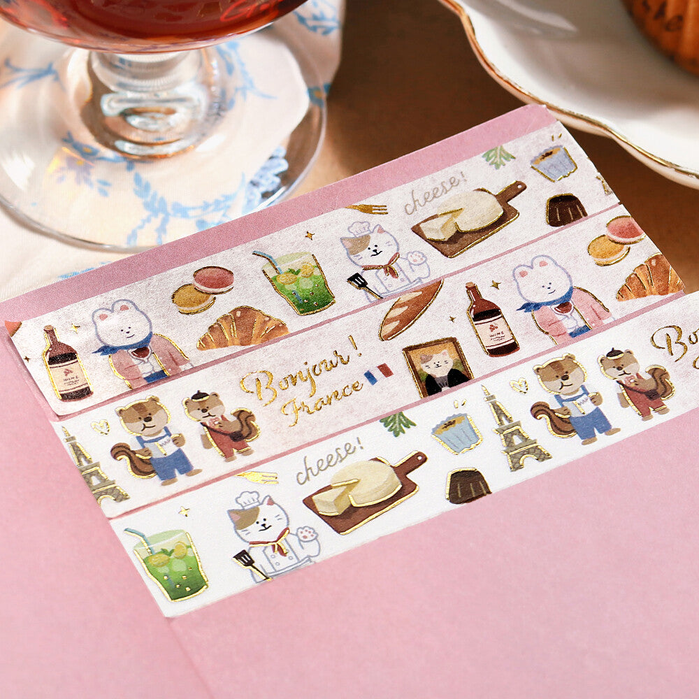 Washi Tape BGM "World Cafe Journey" - Edición Viajes y Café