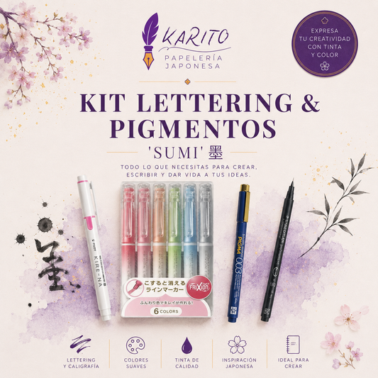 Kit Lettering & Pigmentos "Sumi" (墨) - Set de Arte Profesional