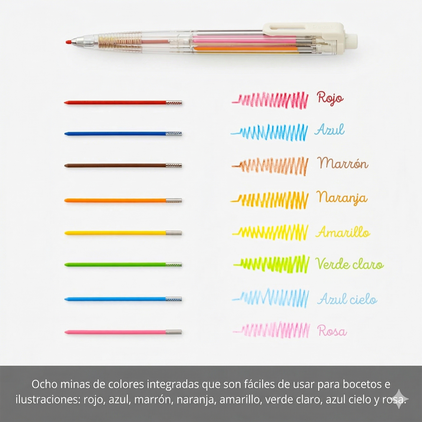 Portaminas Multifunción Pentel Art Multi 8 - Set de 8 Colores en 1