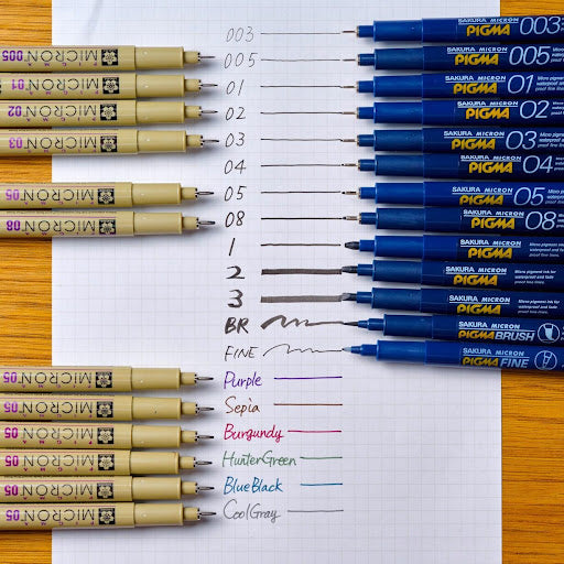 Set de 5 Estilógrafos Sakura Pigma Micron - Tinta Negra Permanente