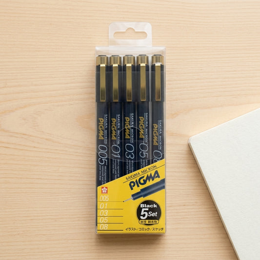 Set de 5 Estilógrafos Sakura Pigma Micron - Tinta Negra Permanente