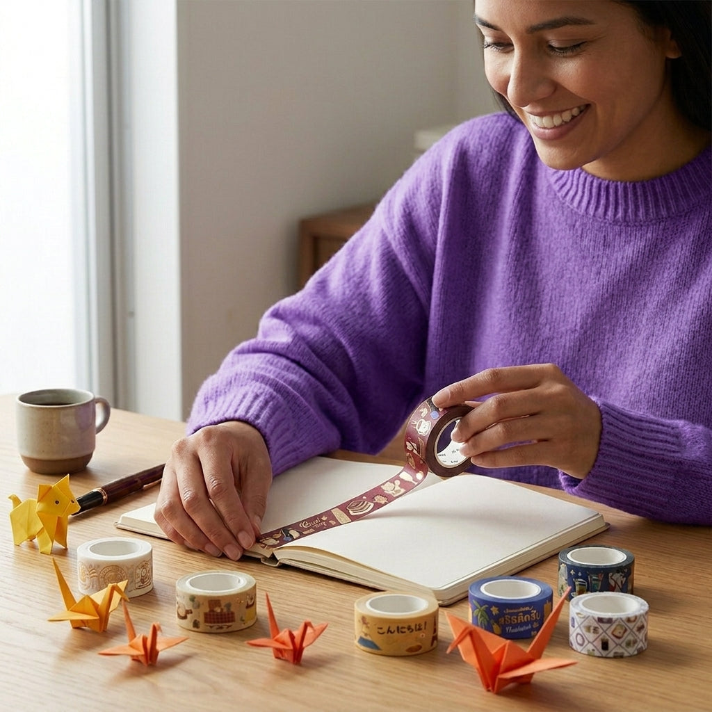 Washi Tape BGM "World Cafe Journey" - Edición Viajes y Café