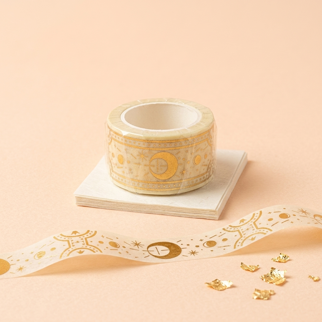Detalle del foil metálico del washi BGM Magia Estelar