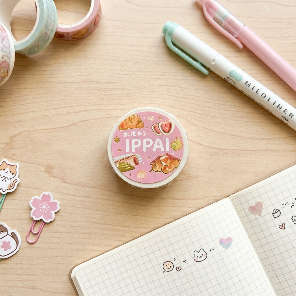 Washi BGM IPPAI de dulces japoneses en foil dorado