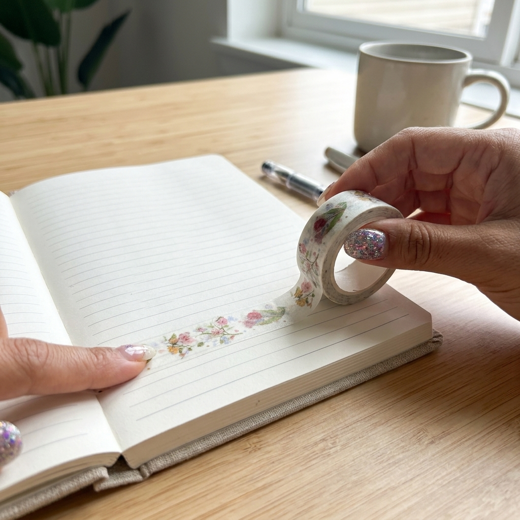 Washi BGM IPPAI aplicado en un bullet journal